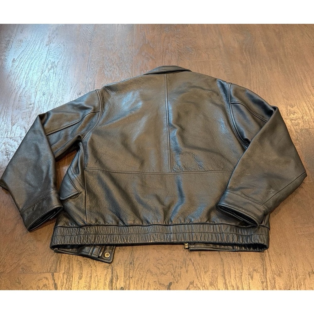 Eddie Bauer Men's Genuine Leather Bomber Jacket Black Size Small Full Zip - Picture 3 of 3